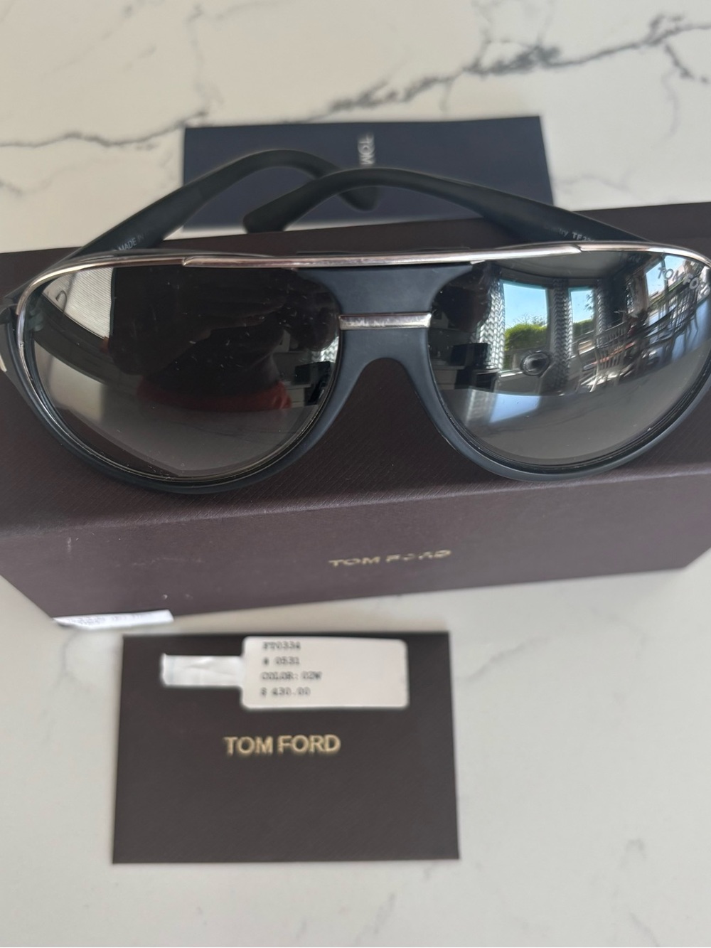 Tom Ford Black Sunglasses with Silver Accent